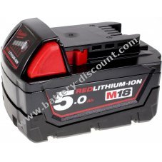Battery for battery-powered straight grinder Milwaukee HD18 SG-401C 5,0Ah original
