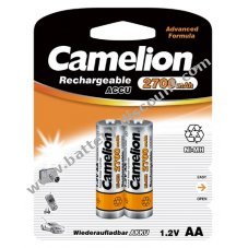 Camelion AA HR6 2700mAh NiMH rechargeable battery, blister pack of 2