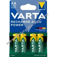 Varta rechargeable battery Mignon AA HR06 Pre-charged 1.2V 2100mAh blister pack of 4