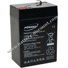 Powery lead-gel battery for Smoby Diamec Sportsmann 400 6V 5Ah (replaces 4Ah 4,5Ah)