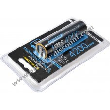 Nitecore Li-Ion battery type 21700 NL2142LTHPR 4200mAh, with USB, low temperature resistant