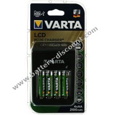 Varta plug-in charger / charger with LCD display and USB including 4x Varta AA rechargeable batteries R2U 2100mAh