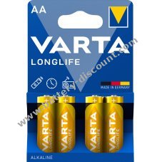 Varta Batteries AA LR06 Alkaline Mignon Longlife 1.5V Blister pack of 4