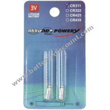 Stick battery, pin battery CR311 for e.g. fishing poles, bite indicators lithium 2 blister packs