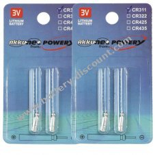 4x rod battery, pin battery CR311 for e.g. fishing poles, bite indicators lithium 2x2 blisters