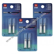 6x CR425 rod battery for electric floats, fishing floats, bite alarms 3x2 blister packs