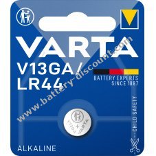 Varta button cell LR44 AG13 V13GA A76 blister pack of 1