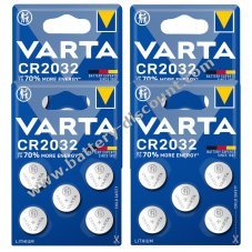 20x VARTA CR2032 DL2032 ECR2032 Lithium button cells - 4x blister pack of 5 for watches, car keys & more