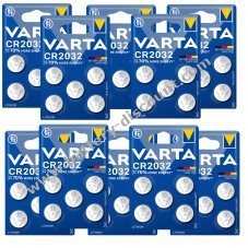 50x VARTA CR2032 DL2032 ECR2032 Lithium button cells - 10x blister packs of 5 for watches, car keys & more