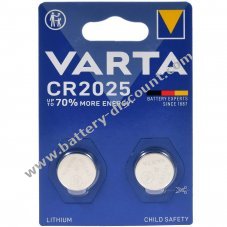 Varta lithium button cell CR2025 DL2025 blister pack of 2