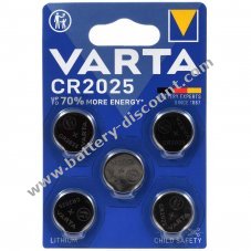 Varta Lithium button cell CR2025 DL2025 blister pack of 5