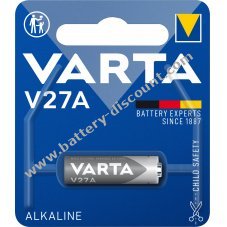 Varta battery alkaline LR27 V27A V27GA 12V 1 blister