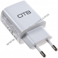 Charging adapter with USB-C Type-C 5V 3.0A White for devices with USB-C charging port