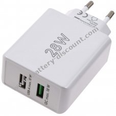 goobay 28W USB-A QC dual fast charger - 2 ports, Quick Charge 3.0, white compact